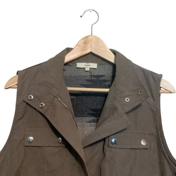 Entro Women's Vest Utility Aztec Brown Drawstring Cargo Pockets Cabincore Boho - Picture 4 of 16